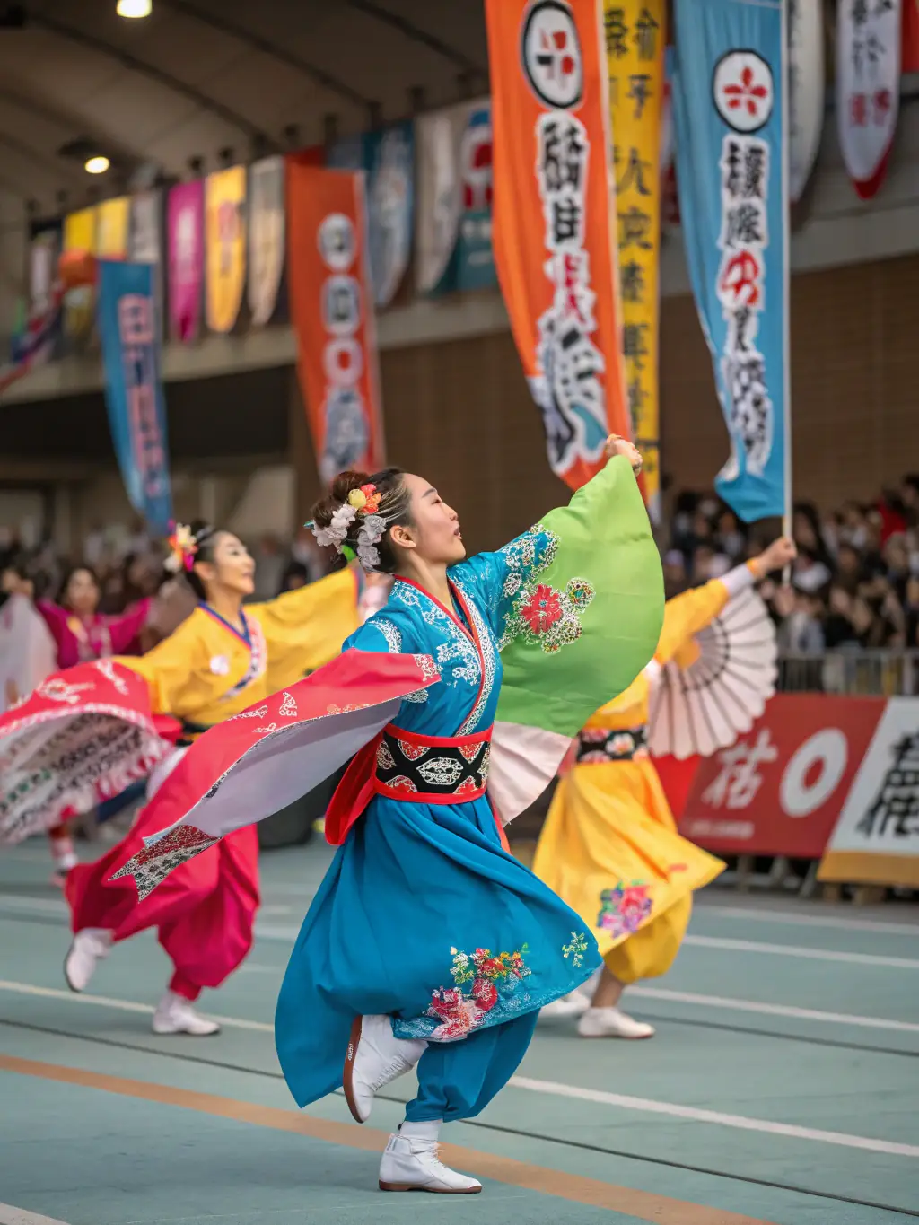 A dynamic image of dancers performing on an outdoor stage during a LOUDIA'S PERFORMER-supported dance festival, showcasing the energy and artistry of the event.